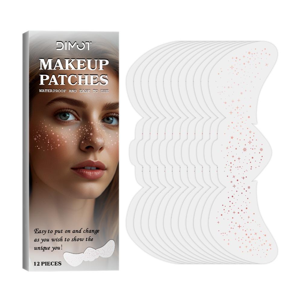 12 шт. блестящих патчей для макияжа лица, веснушки, блестящие пятнышки, патчи, макияж для лица Style A золотой