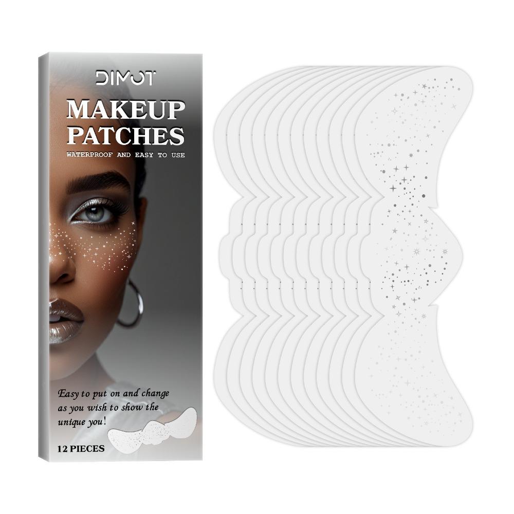 12 шт. блестящих патчей для макияжа лица, веснушки, блестящие пятнышки, патчи, макияж для лица Style A золотой