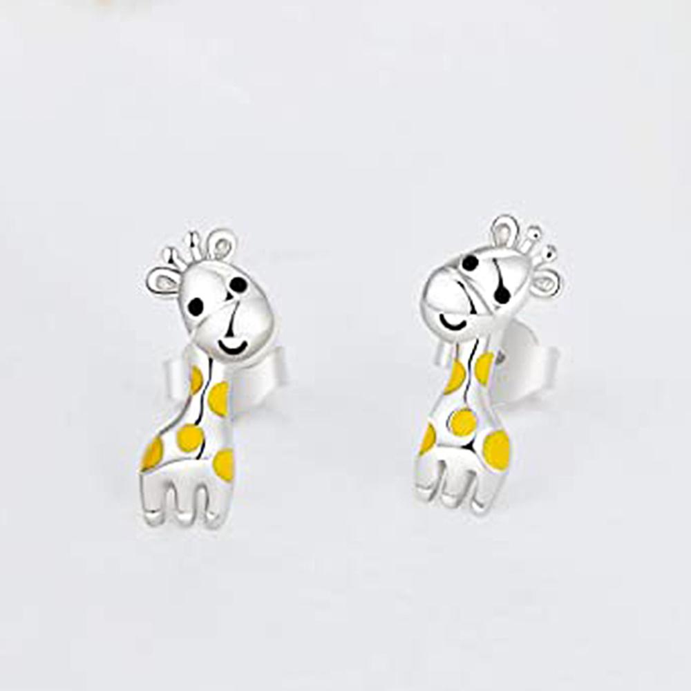 Huitan Прекрасные серьги-гвоздики с жирафом, черные глаза, желтые пятнышки, эмаль, животное Жирафа, для женщин, хороший подарок, модные